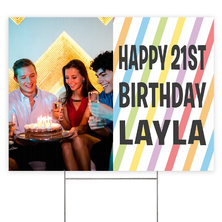 Create Your Own 2 Sided Yard Sign - Photo & Message - Rainbow