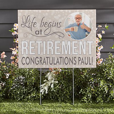 Life Begins At Retirement Photo 2-Sided Yard Sign