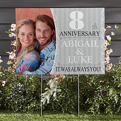 Anniversary Photo 2-Sided Yard Sign with Stake