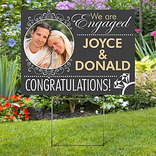 Engagement Photo 2 Sided Yard Sign with Stake