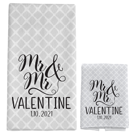 Happy Couple Bath Towels -Towel Set -White-Mr/Mr
