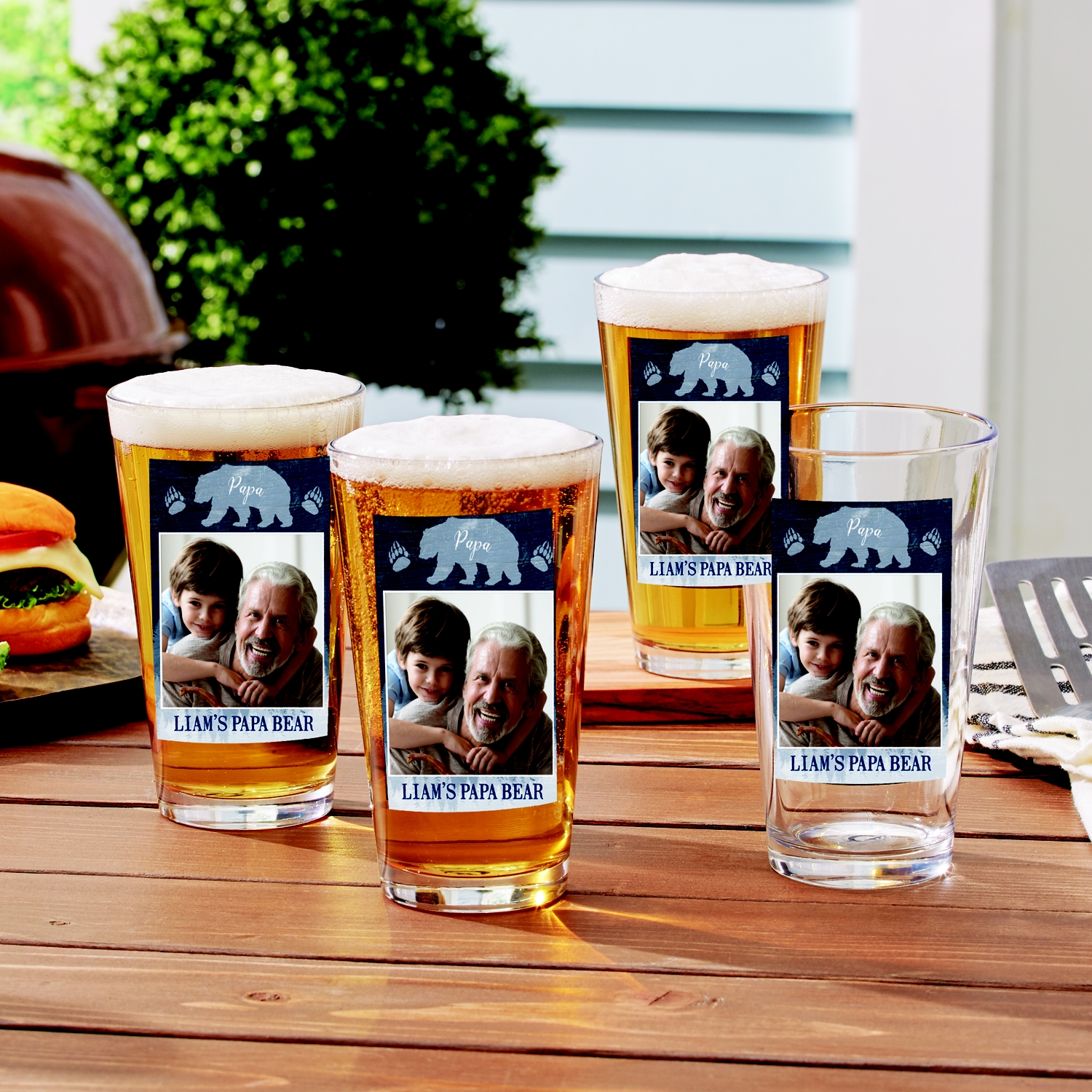 Papa Bear Photo Pint Beer Glasses