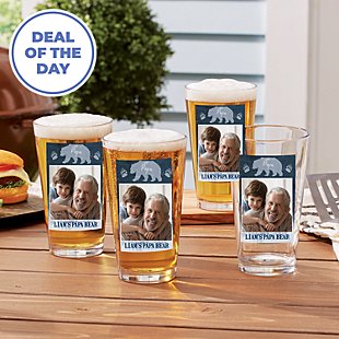 Papa Bear Photo Pint Beer Glasses