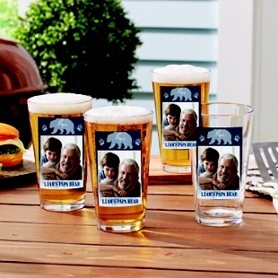 Papa Bear Photo Pint Beer Glasses