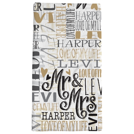 Signature Style Wedding Couple Bath Towels - White/Gold - Mr/Mrs