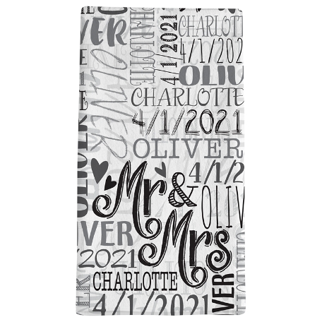 Signature Style Wedding Couple Bath Towels - White/Gray - Mr/Mrs
