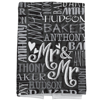 Signature Script Wedding Couple Hand Towel - Black/Gray - Mr/Mr