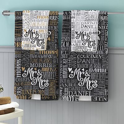 Signature Style Wedding Couple Bath Towels