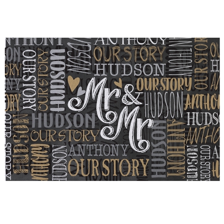 Signature Style Wedding Couple Doormats - Black/Gold - Mr/Mr - 24x36