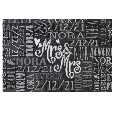 Signature Style Wedding Couple Doormats - Black/Gray - Mrs/Mrs - 24x36