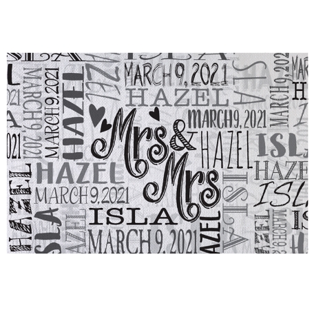 Signature Style Wedding Couple Doormats - White/Gray - Mrs/Mrs - 24x36