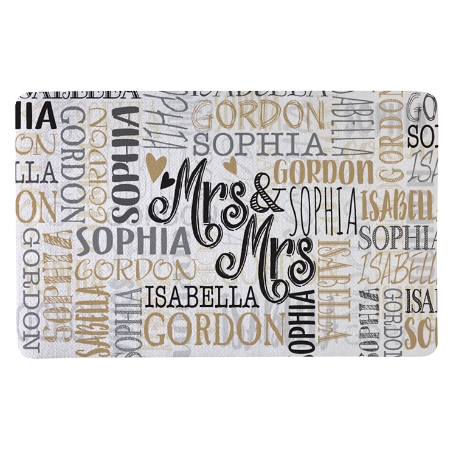 Signature Style Wedding Couple Doormats - White/Gold - Mrs/Mrs - 17x27
