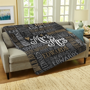 Signature Style Wedding Couple Plush Blanket