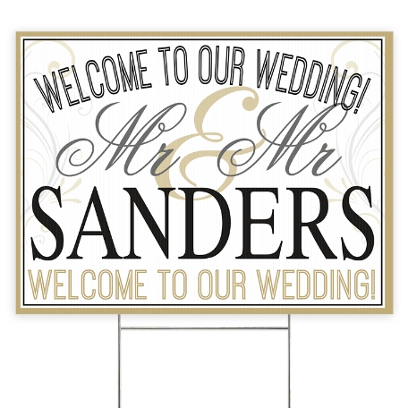 Wedding 2 Sided Yard Sign with Stake - Mr/Mr