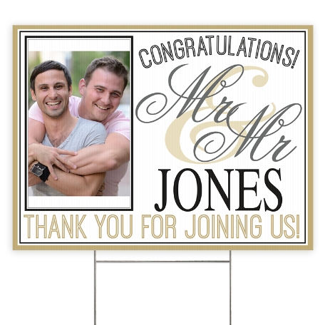 Wedding Photo 2 Sided Yard Sign with Stake - Mr/Mr