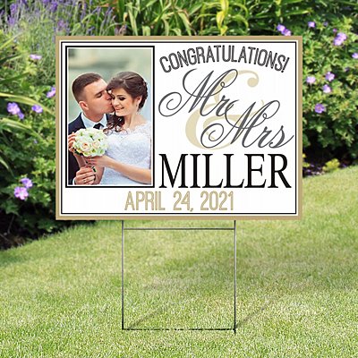 Wedding Photo 2-Sided Yard Sign with Stake