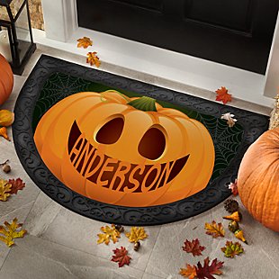 Jack-o-Lantern Pumpkin Half Round Doormat