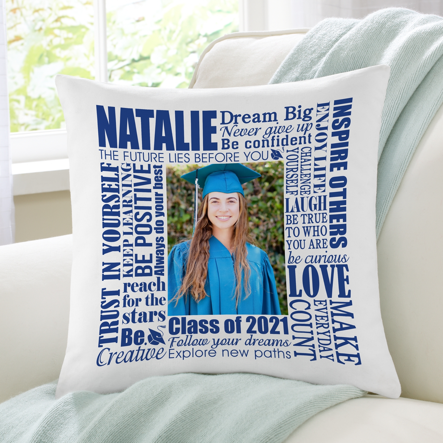 Dream Big Graduation Photo Throw Pillow Personal Creations