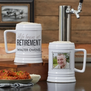 Life Begins At Retirement Photo Ceramic Beer Stein