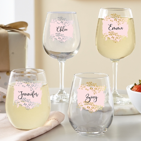 Metallic Leopard Wine Glass