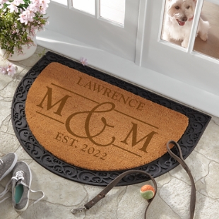 Sophisticated Couple Half Round Coir Doormat
