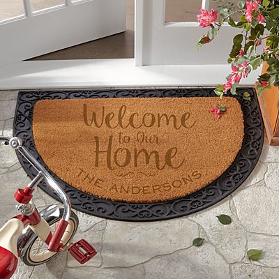 Welcome To Our Home Half Round Coir Doormat
