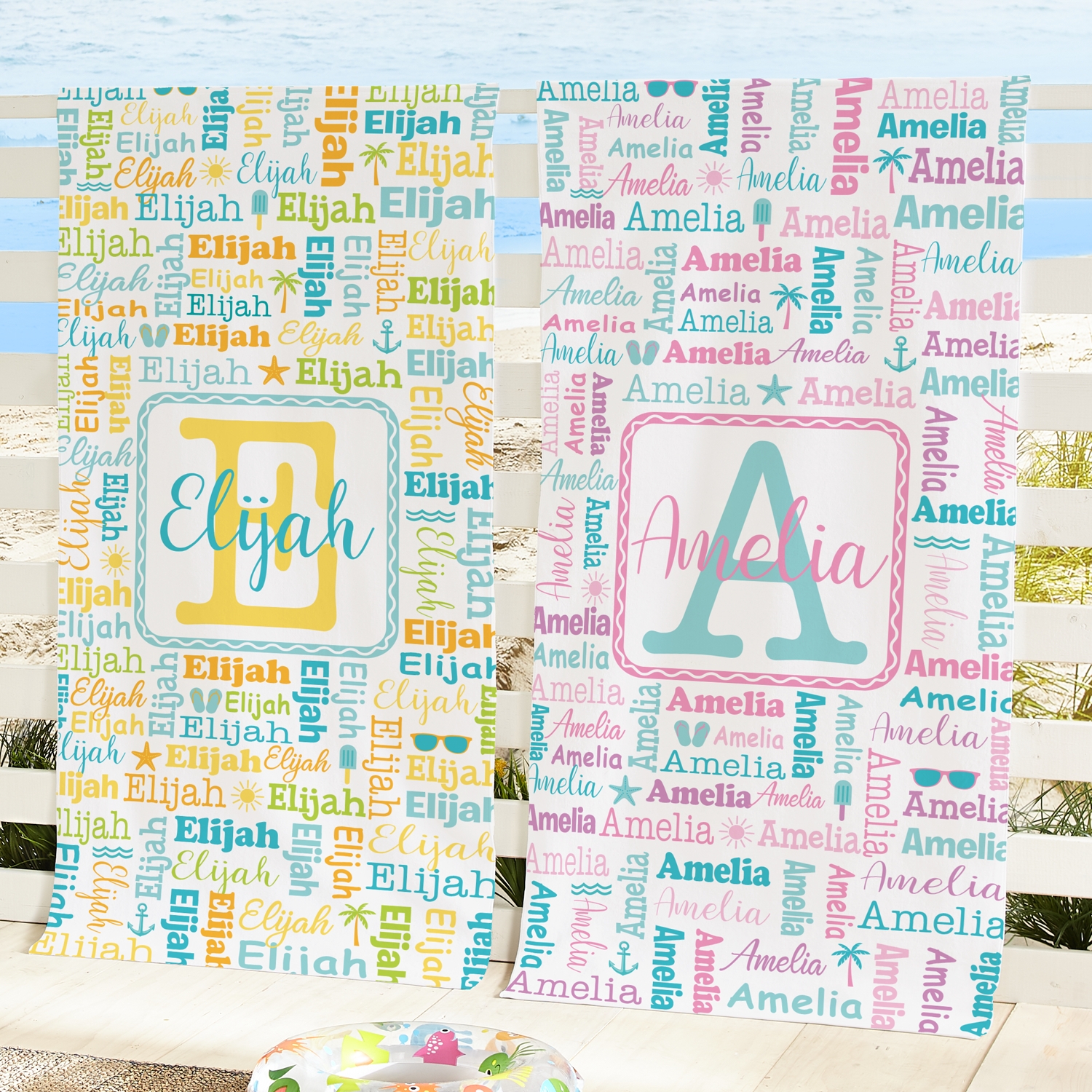 Beachy Collage Name Beach Towel