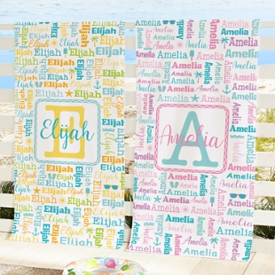 Beachy Collage Name Beach Towel