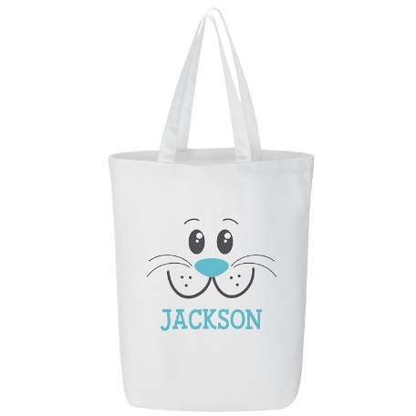 Big Bunny Faces Tote Bag - Blue