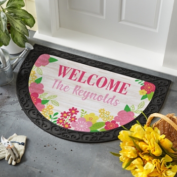 Blooming Flowers Half Round Doormat