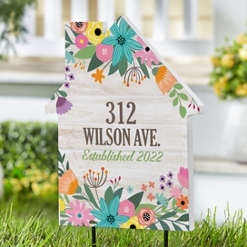 Blooming Flowers Outdoor House Sign