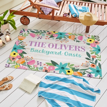 Blooming Flowers Oversized Outdoor Mat