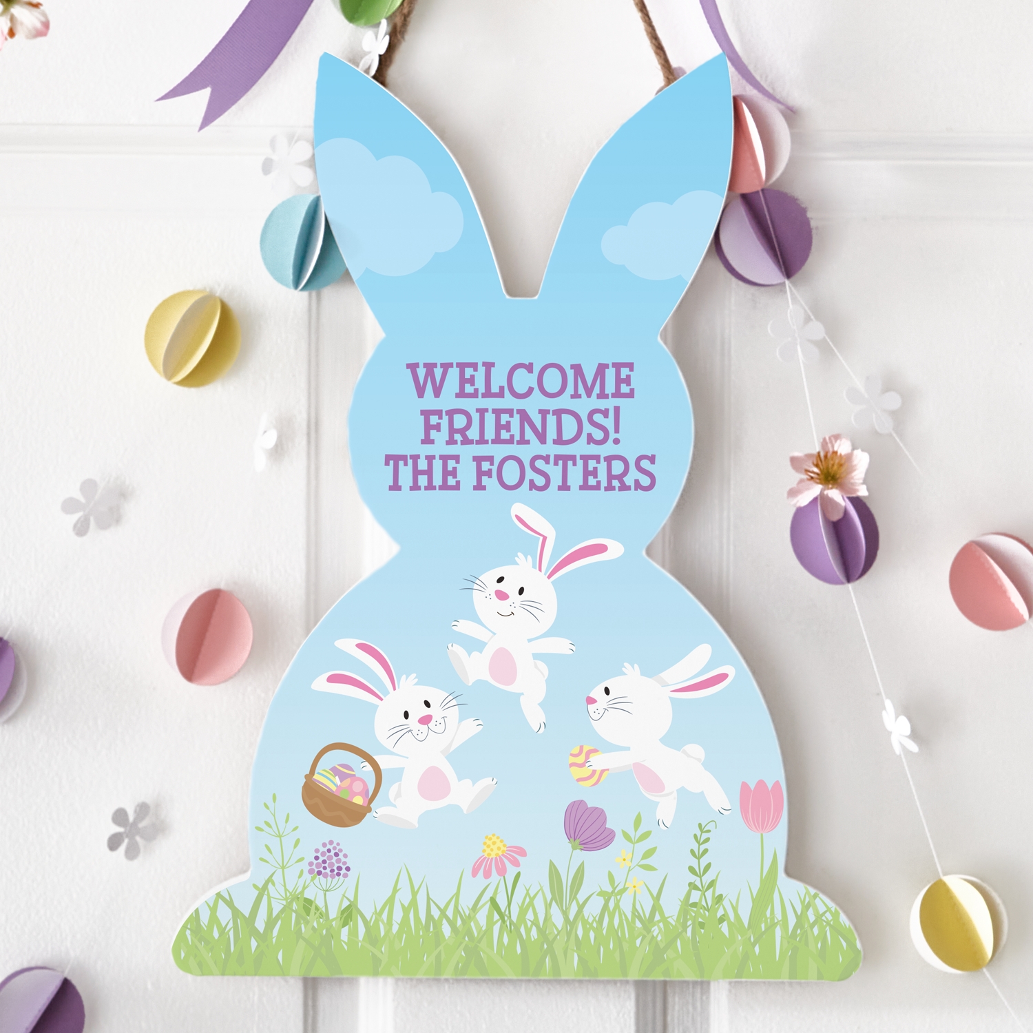 Dancing Bunnies Door Hanging Sign