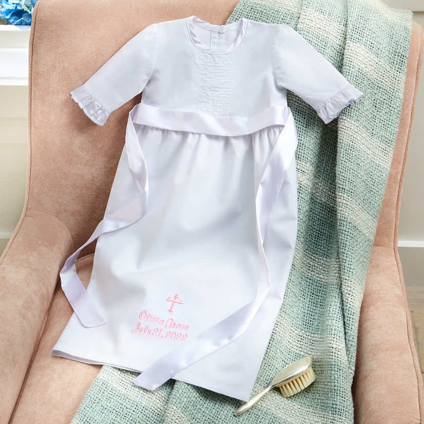 Elegant Baptismal Personalized Keepsake Gown with Embroidery at