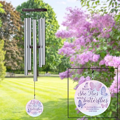 Flies With Butterflies Sympathy 30 inch Wind Chime
