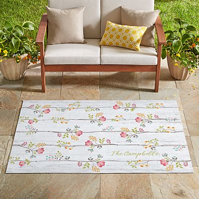 Floral Stripes Oversized Outdoor Mat