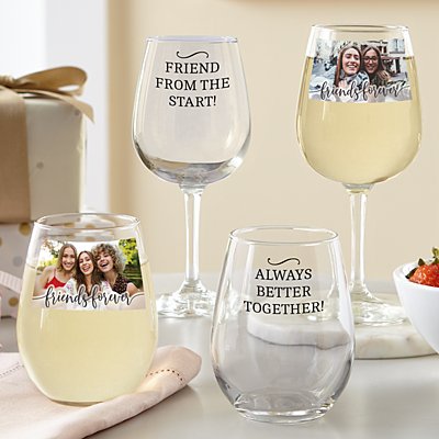 Forever Friends Photo Wine Glasses