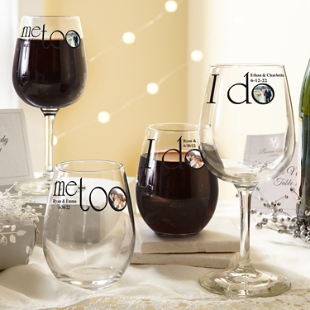 I Do, Me Too Photo Wine Glasses