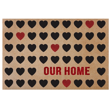 Welcome Hearts Doormat - 24x36 - Red