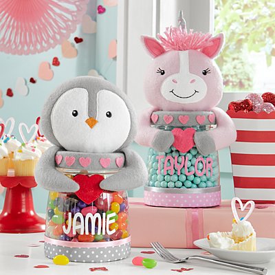 Valentine Sweeties Plush Candy Jars-Unicorn w/ Candy