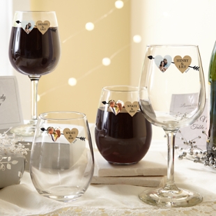 Two Hearts One Love Photo Wine Glasses