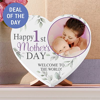 Happy 1st Mother's Day Photo Mini Wooden Heart