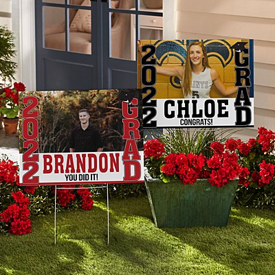 Stand Tall School Colors Graduation 2-Sided Yard Sign