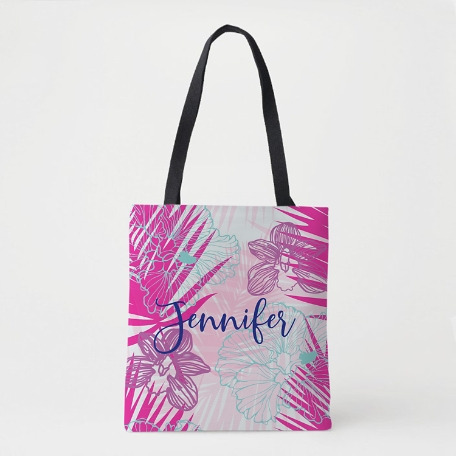 Tropical Palm Tote Bag - Pink