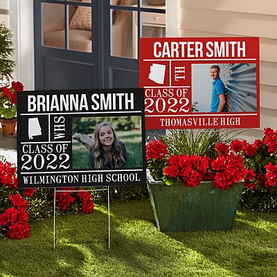 All About The Graduate Photo 2-Sided Yard Sign