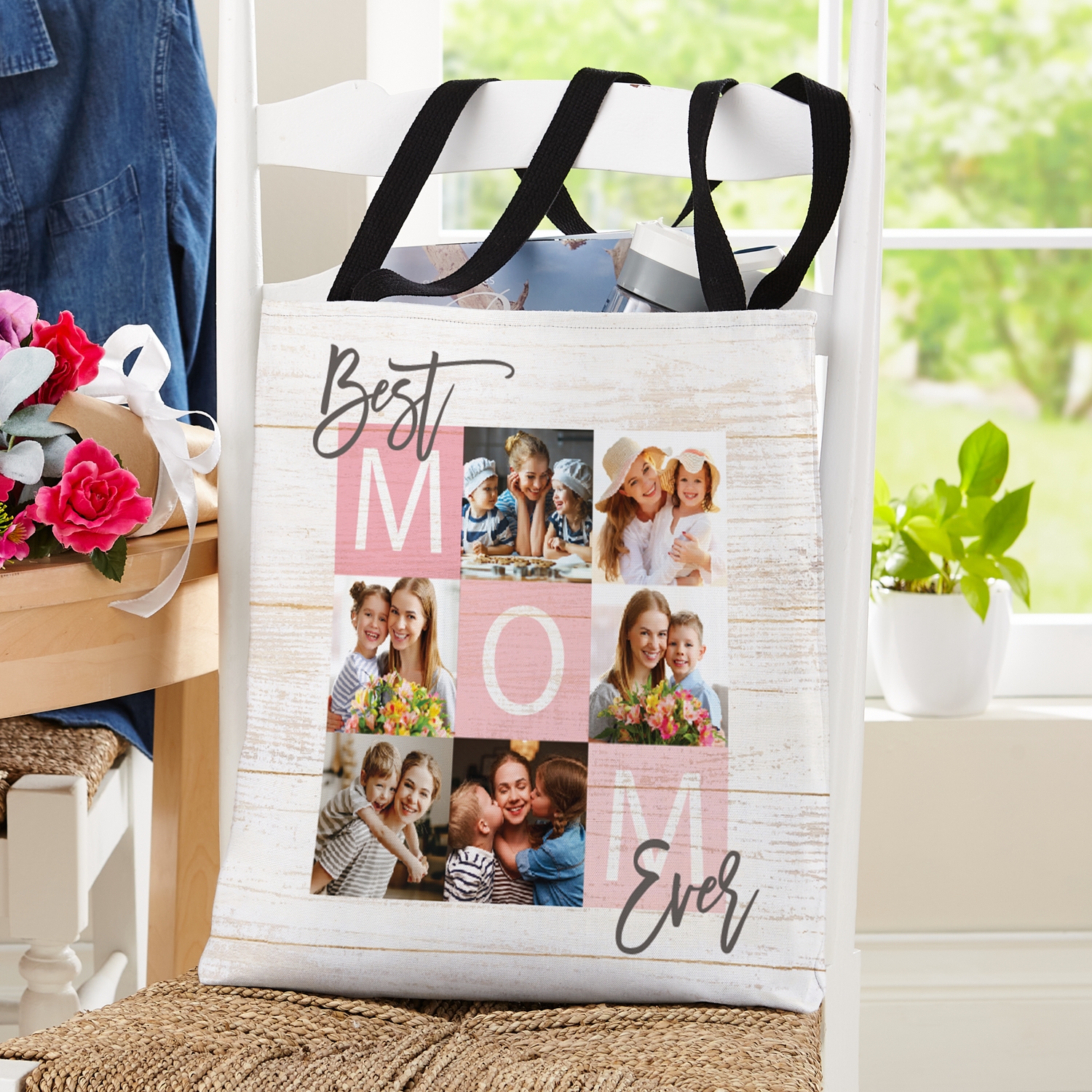 Best Mom Ever Photo Tile Tote Bag