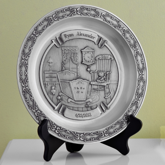 Pewter baby sales plates personalized