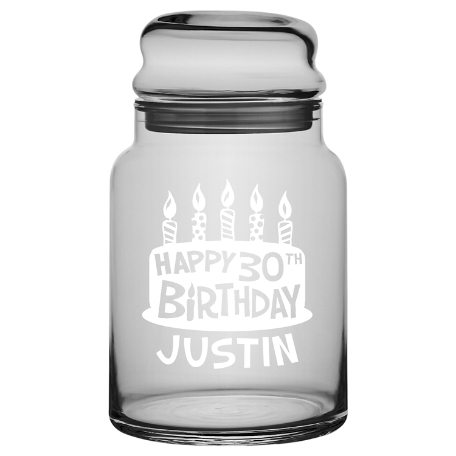 Birthday Glass Treat Jar w/out Candy