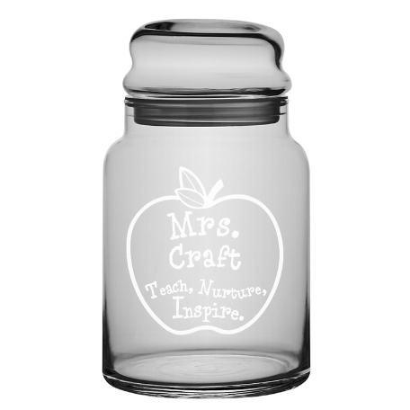 Teacher Apple Glass Treat Jar w/out Candy