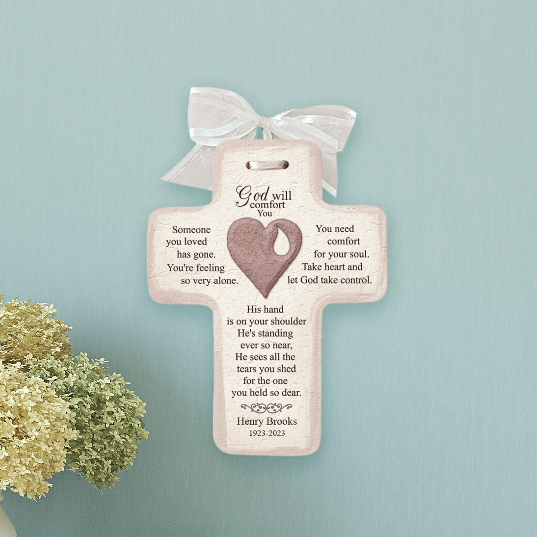 God's Comfort Memorial Cross Personalized Wall Art